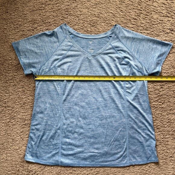 Lane Bryant Livi Active Women T-Shirt 18/20 Blue White V-Neck Short-Sleeve - Picture 8 of 9